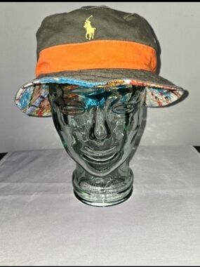 UNISEX! Polo by Ralph Lauren Tropical Floral Bucket Hat - Blue, Green & Orange